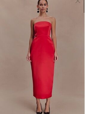 Meshki Red Midi Dress